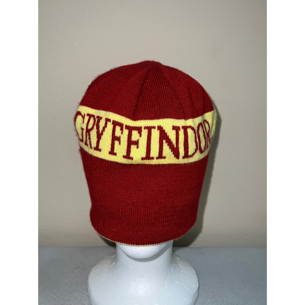 Harry Potter Gryffindor Reversible Beanie Red Yellow Knit Hat Mens